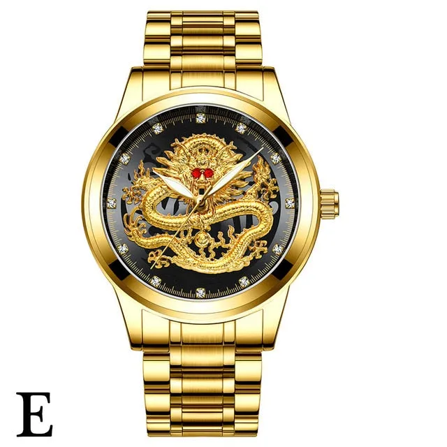 FNGEEN Top Brand Luxury Gold Men Mechanical Watch 3D CNC Life Waterproof Dragon Face Full Solid Watches Wristwatch Dropshipping