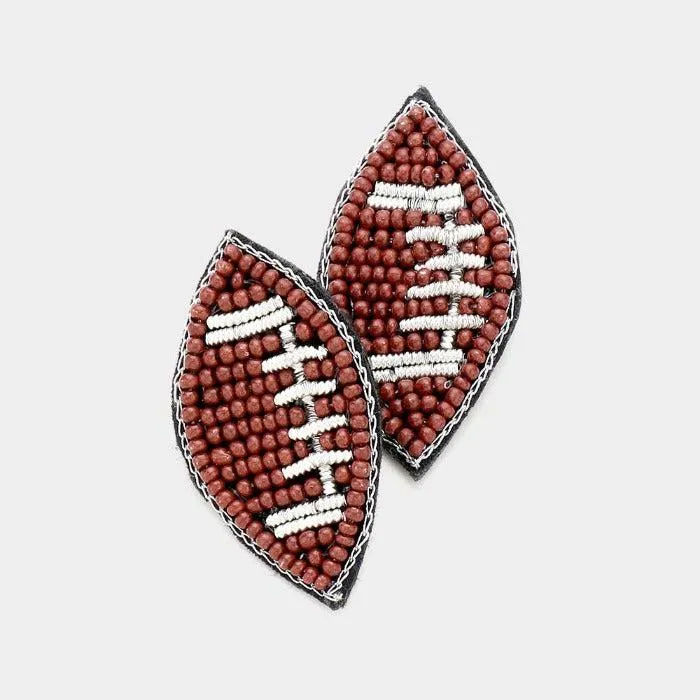 Football Seed Beaded Stud Earrings
