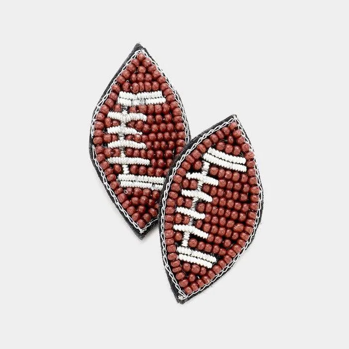 Football Seed Beaded Stud Earrings