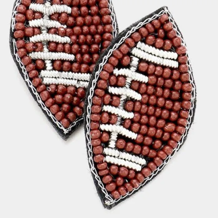 Football Seed Beaded Stud Earrings