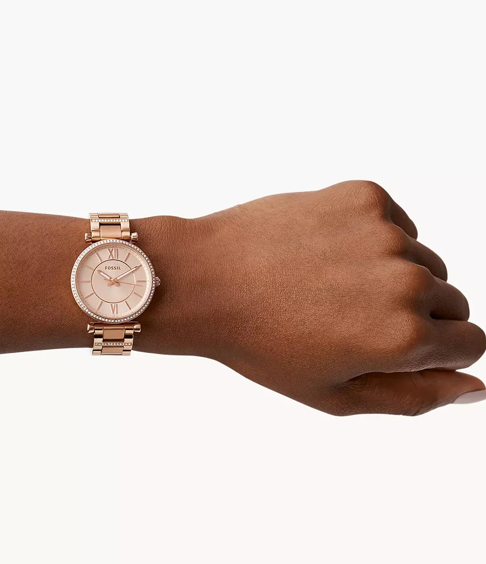 Fossil Carlie Three-Hand Rose-Gold-Tone Stainless Steel 35mm Ladies Watch