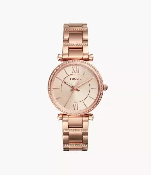 Fossil Carlie Three-Hand Rose-Gold-Tone Stainless Steel 35mm Ladies Watch
