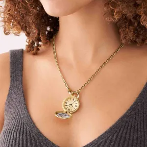 Fossil Jacqueline Gold Watch Locket Necklace