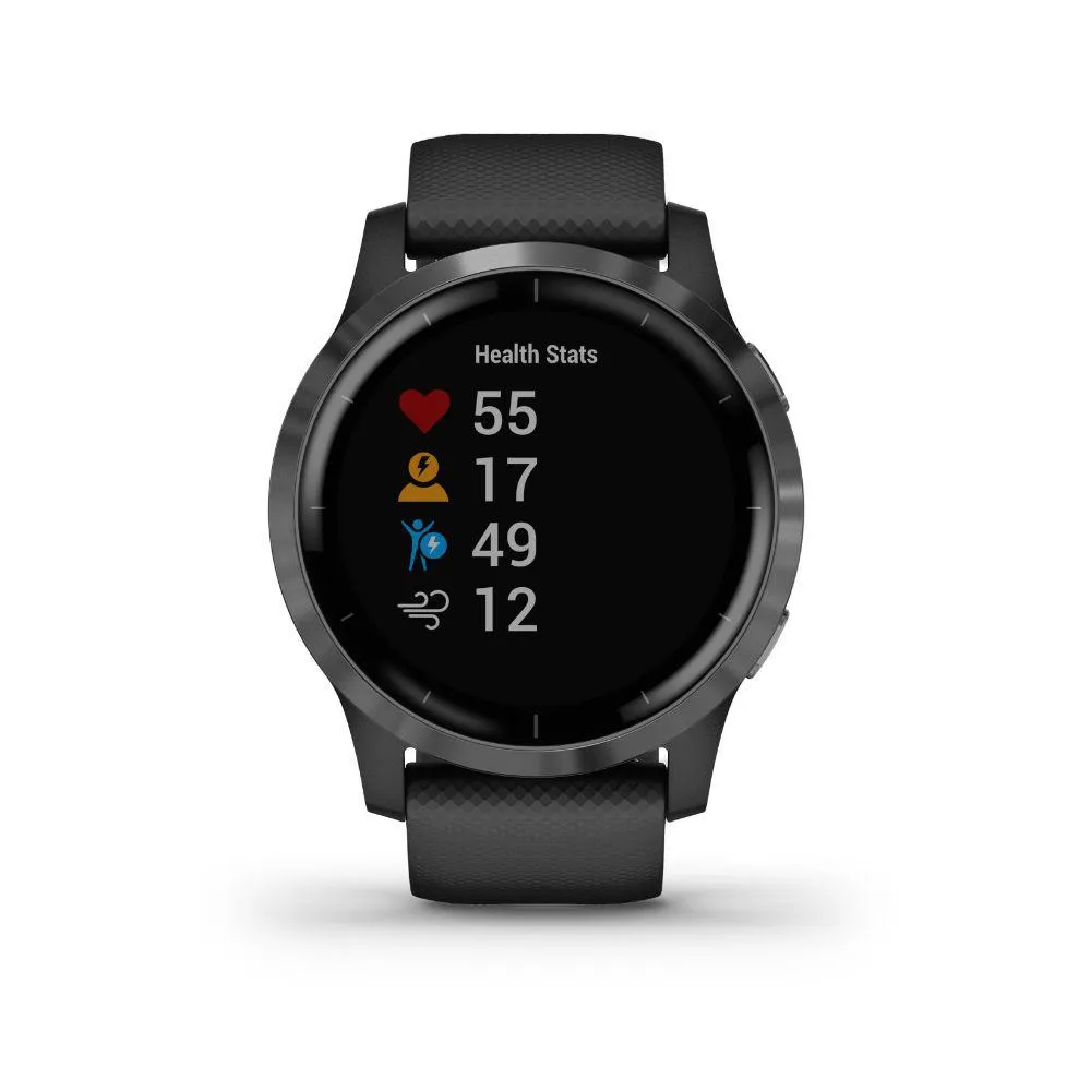 Garmin 010-02174-11 Vivoactive 4 Smartwatch (Black/Stainless)   Wireless Earbuds Bundle