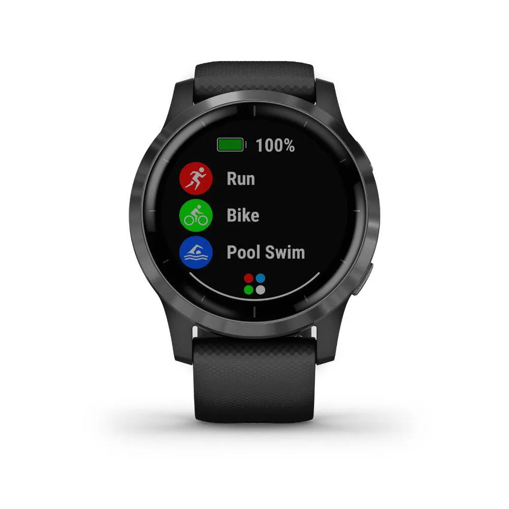 Garmin 010-02174-11 Vivoactive 4 Smartwatch (Black/Stainless)   Wireless Earbuds Bundle