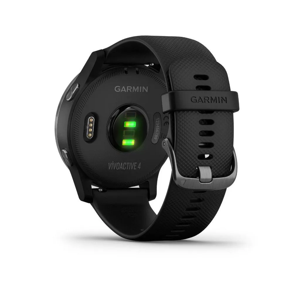 Garmin 010-02174-11 Vivoactive 4 Smartwatch (Black/Stainless)   Wireless Earbuds Bundle