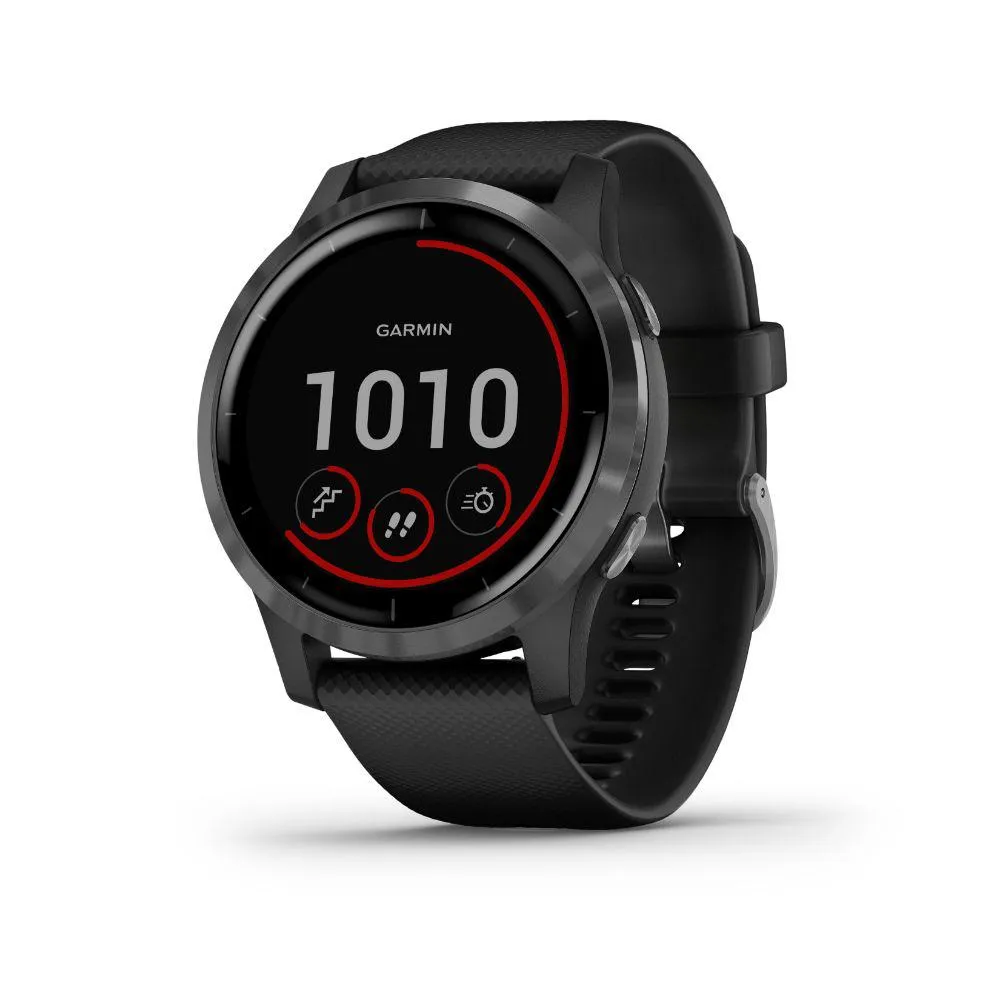 Garmin 010-02174-11 Vivoactive 4 Smartwatch (Black/Stainless)   Wireless Earbuds Bundle