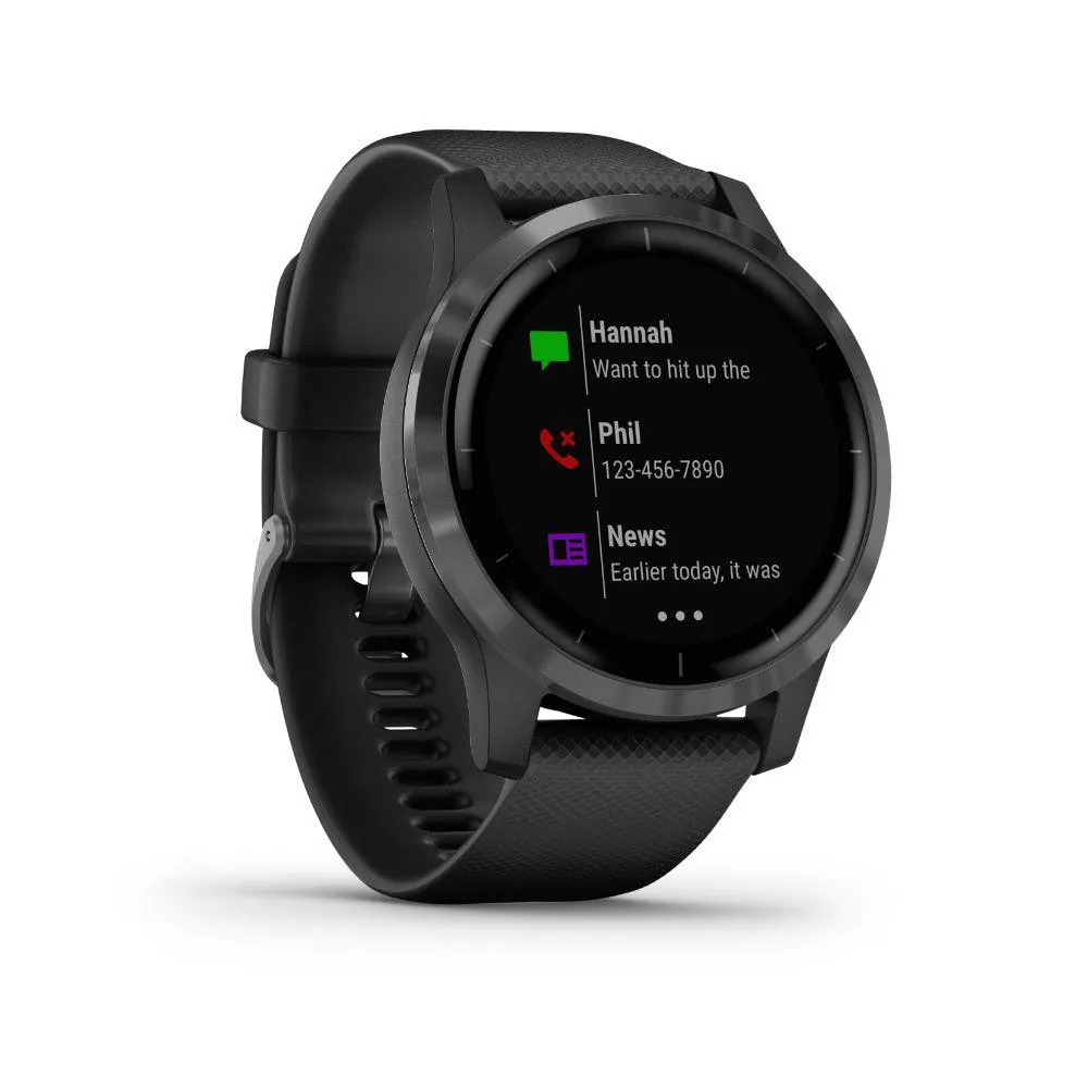 Garmin 010-02174-11 Vivoactive 4 Smartwatch (Black/Stainless)   Wireless Earbuds Bundle