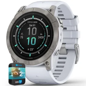 Garmin Epix Pro Gen 2 51mm Sapphire Titanium w/ Whitestone Band 2 Year Warranty