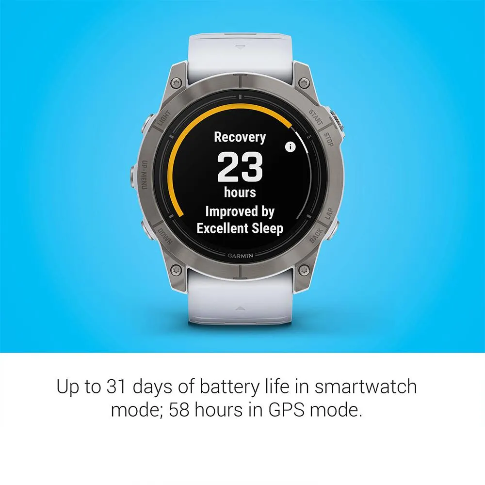 Garmin Epix Pro Gen 2 51mm Sapphire Titanium w/ Whitestone Band 2 Year Warranty