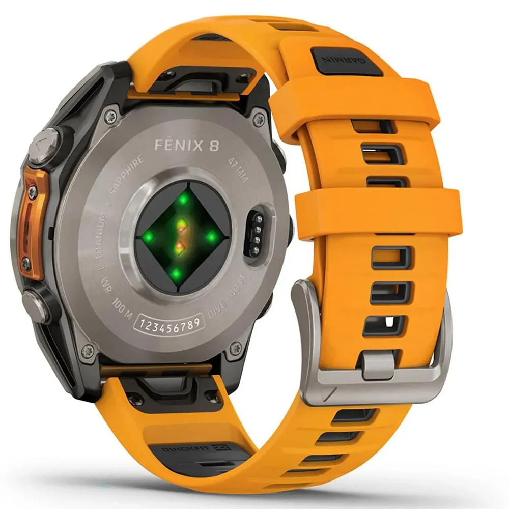 Garmin Fenix 8 47 mm AMOLED Titanium with Orange Band   2 Year Warranty Bundle