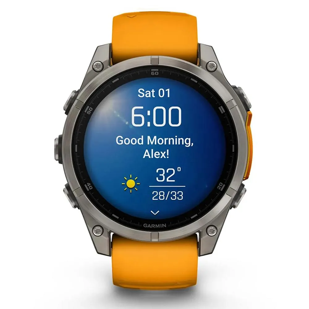 Garmin Fenix 8 47 mm AMOLED Titanium with Orange Band   2 Year Warranty Bundle