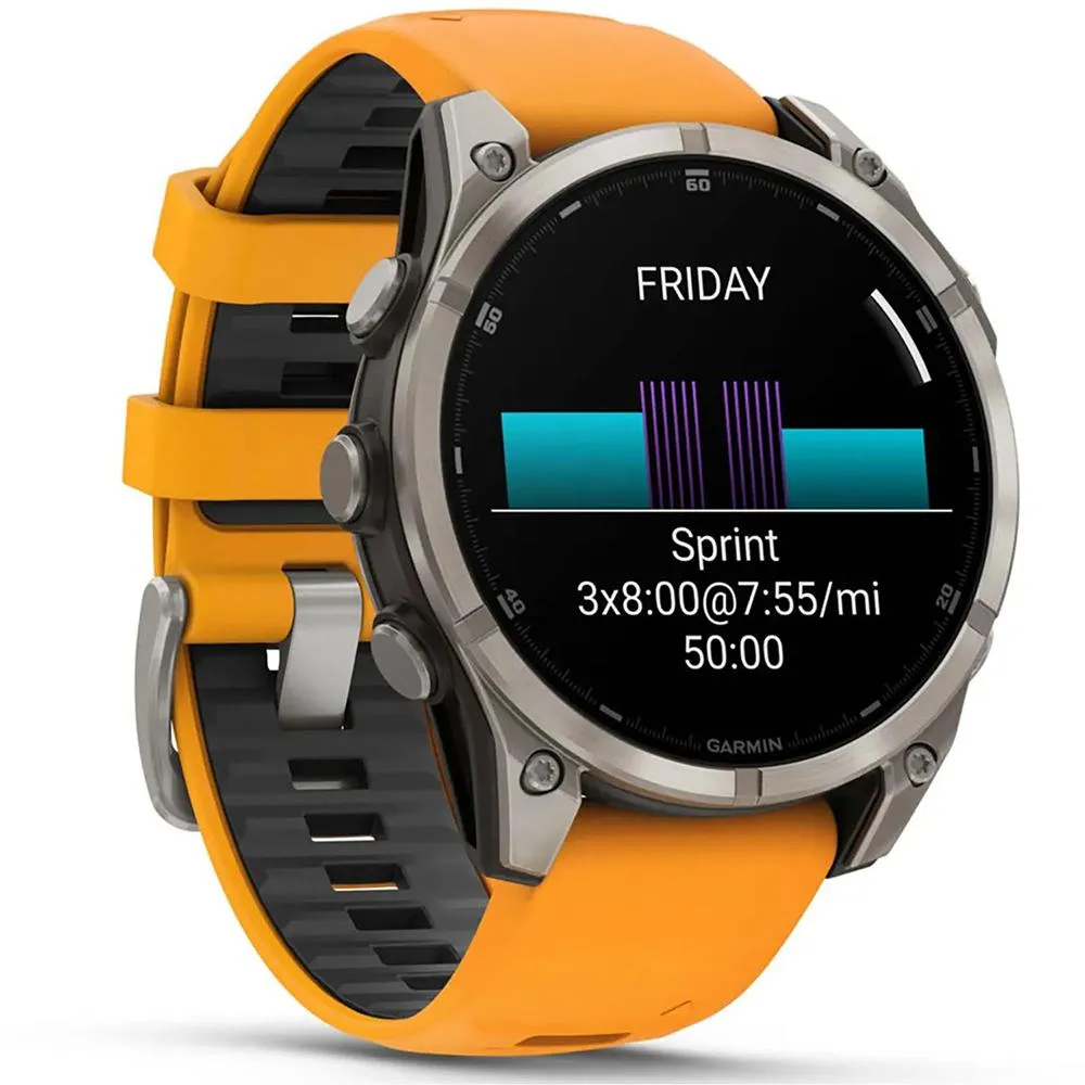 Garmin Fenix 8 47 mm AMOLED Titanium with Orange Band   2 Year Warranty Bundle