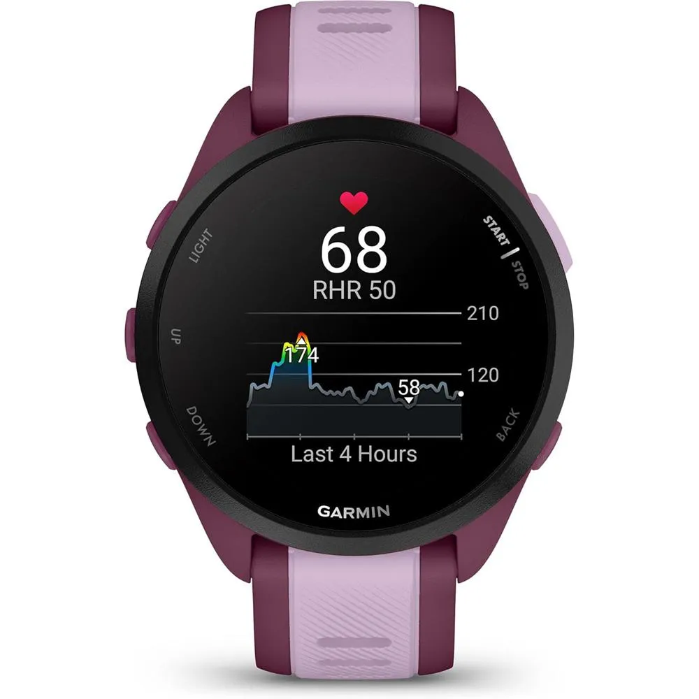 Garmin Forerunner 165 Music Smart Sport Watch, Berry   Lilac w/ Warranty Bundle