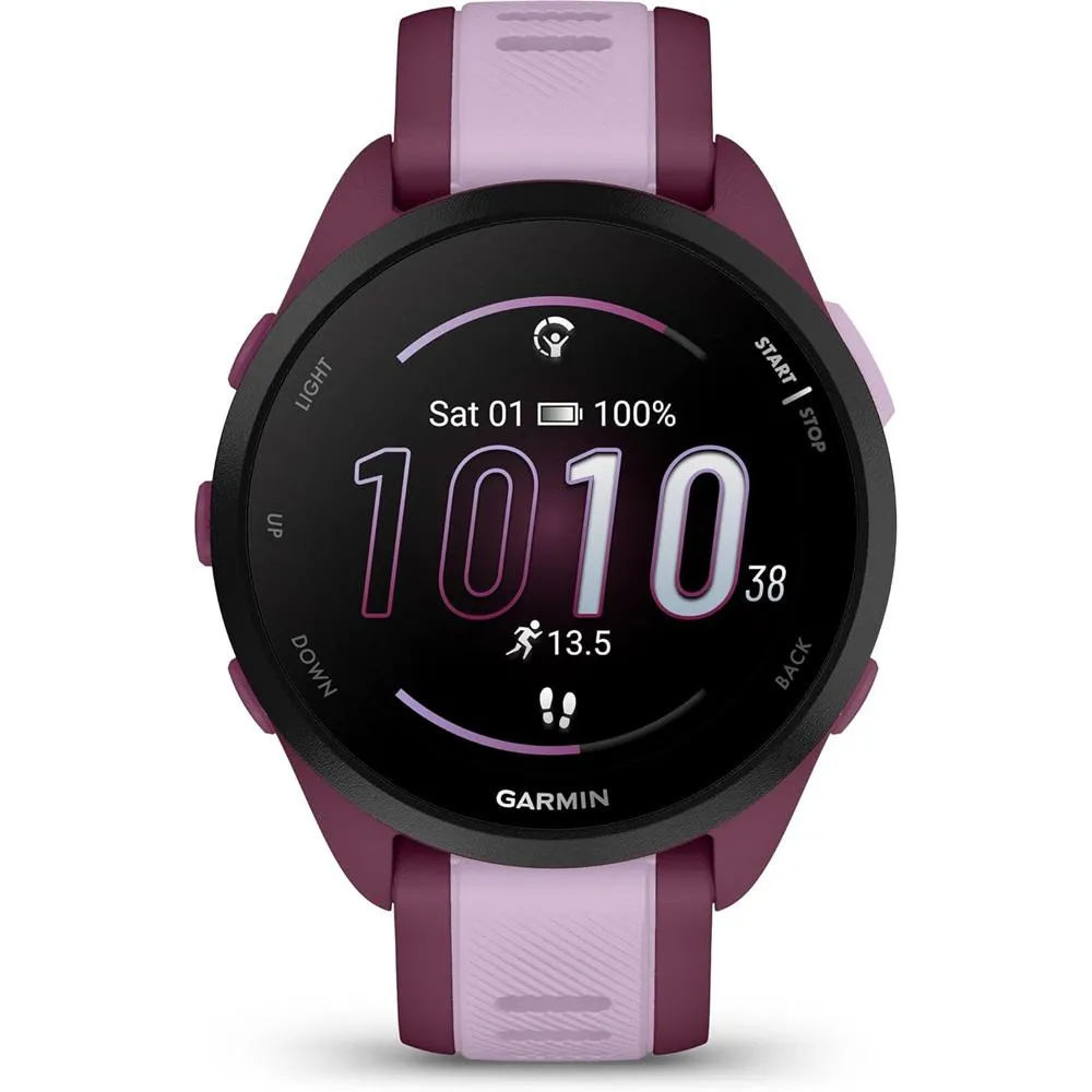 Garmin Forerunner 165 Music Smart Sport Watch, Berry   Lilac w/ Warranty Bundle