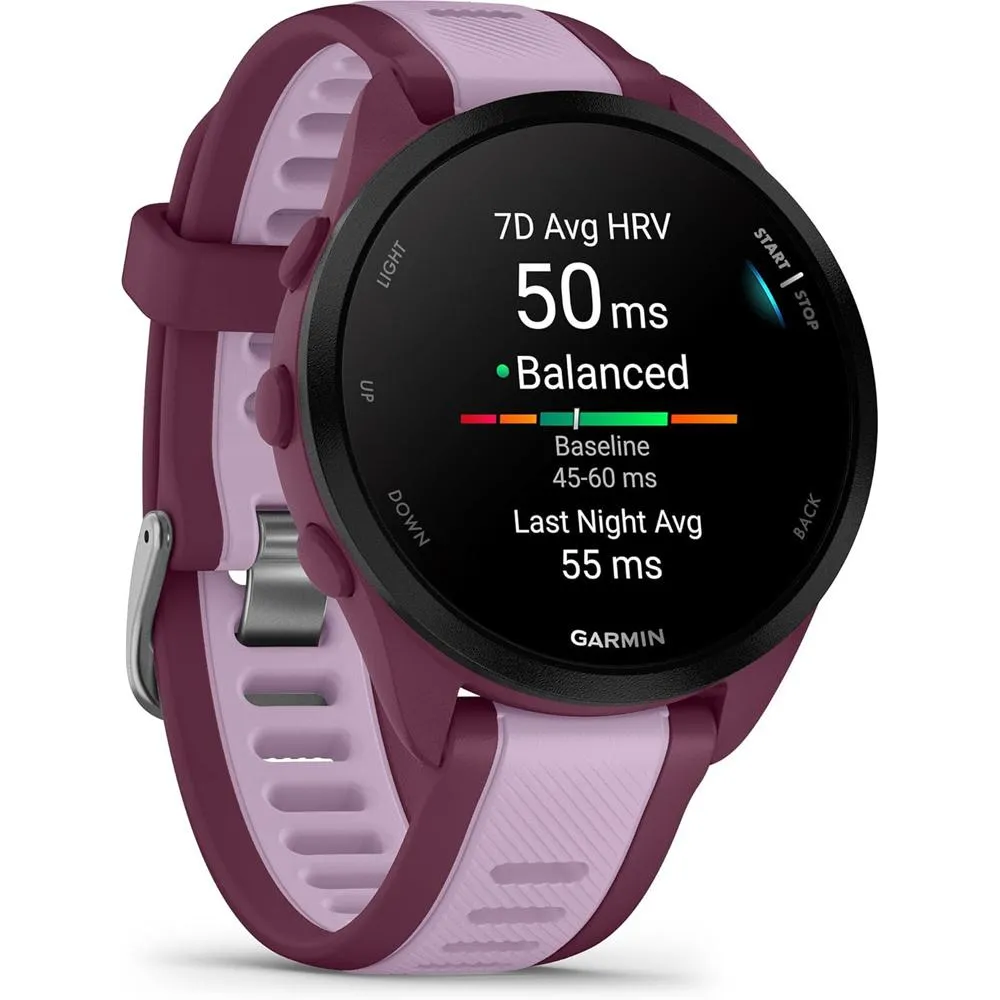 Garmin Forerunner 165 Music Smart Sport Watch, Berry   Lilac w/ Warranty Bundle