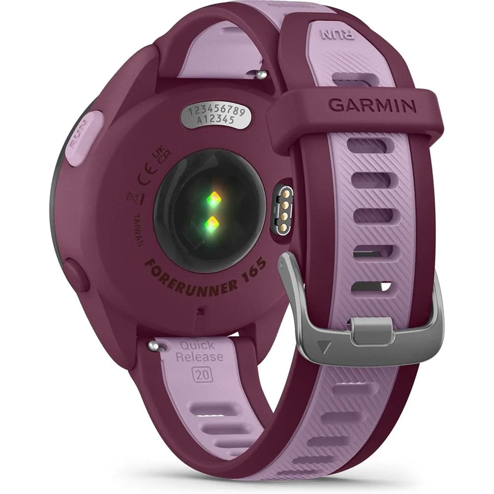 Garmin Forerunner 165 Music Smart Sport Watch, Berry   Lilac w/ Warranty Bundle