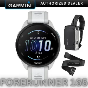 Garmin Forerunner 165 Music Smart Sport Watch M.Gray  Whitestone  HRM 200 (XS-S) Bundle
