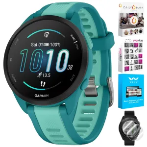 Garmin Forerunner 165 Music Smart Sport Watch, Turquoise   Aqua w/ Fitness Bundle