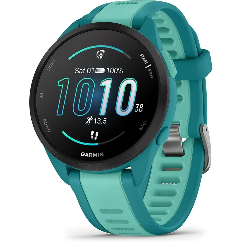 Garmin Forerunner 165 Music Smart Sport Watch, Turquoise  Aqua w/ HRM 200 (XS-S) Bundle