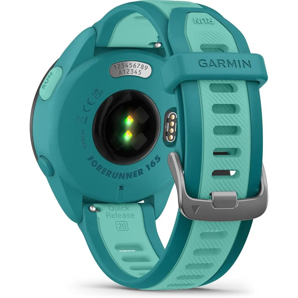 Garmin Forerunner 165 Music Smart Sport Watch, Turquoise  Aqua w/ HRM 200 (XS-S) Bundle
