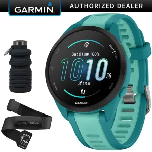 Garmin Forerunner 165 Music Smart Sport Watch, Turquoise  Aqua w/ HRM 200 (XS-S) Bundle