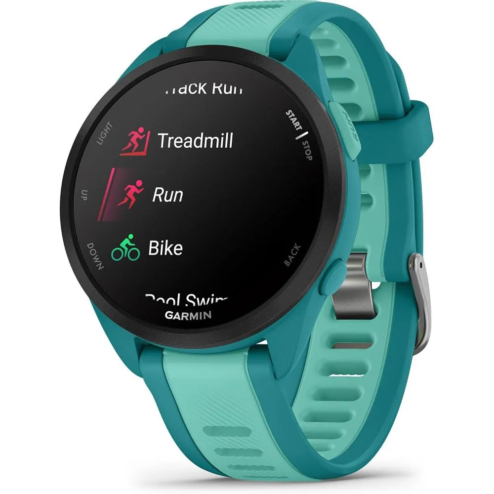 Garmin Forerunner 165 Music Smart Sport Watch, Turquoise  Aqua w/ HRM 200 (XS-S) Bundle