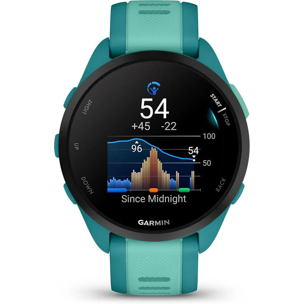 Garmin Forerunner 165 Music Smart Sport Watch, Turquoise  Aqua w/ HRM 200 (XS-S) Bundle