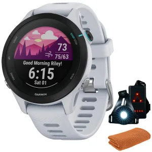 Garmin Forerunner 255 Music GPS Smartwatch, Whitestone w/ Accessories Bundle