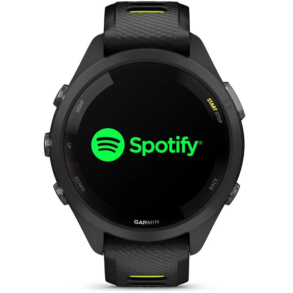 Garmin Forerunner 265S GPS Smartwatch Black/Amp Yellow with Charging Dock Bundle