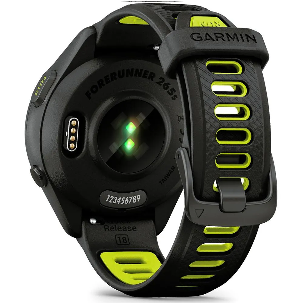 Garmin Forerunner 265S GPS Smartwatch Black/Amp Yellow with Charging Dock Bundle