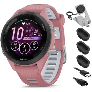 Garmin Forerunner 265S GPS Smartwatch Light Pink with Charging Dock Bundle