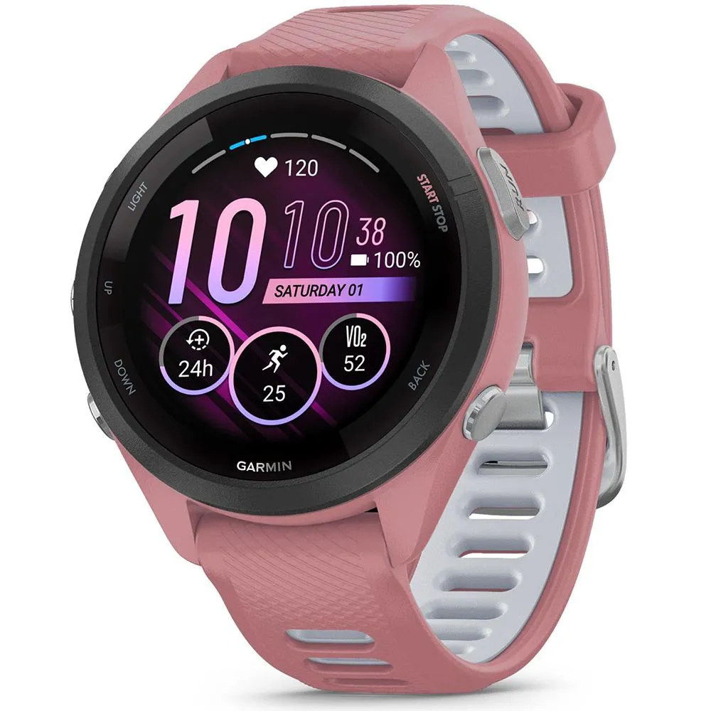 Garmin Forerunner 265S GPS Smartwatch Light Pink with Charging Dock Bundle
