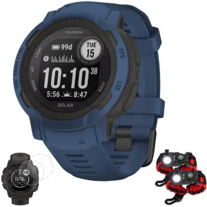 Garmin Instinct 2 Solar Smartwatch, Tidal Blue   Accessories Bundle