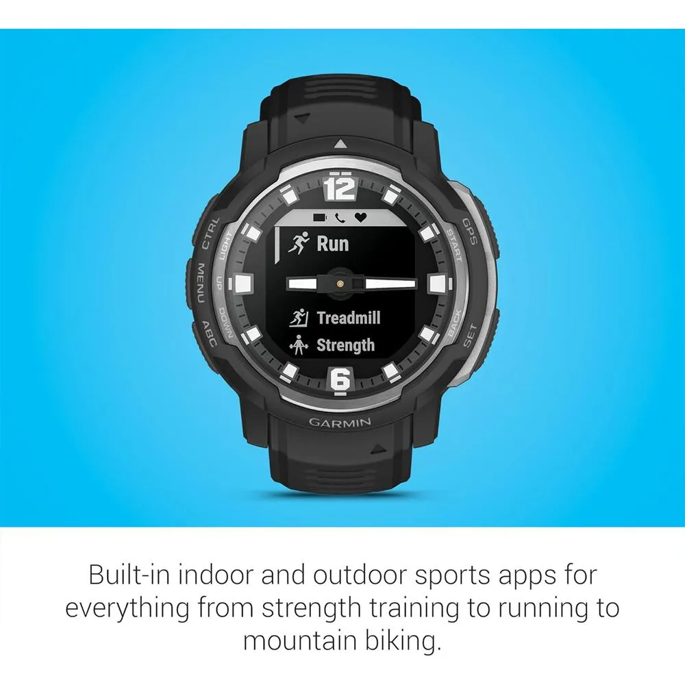 Garmin Instinct Crossover Hybrid Analog/Digital Smartwatch, Black w/ Fitness Bundle