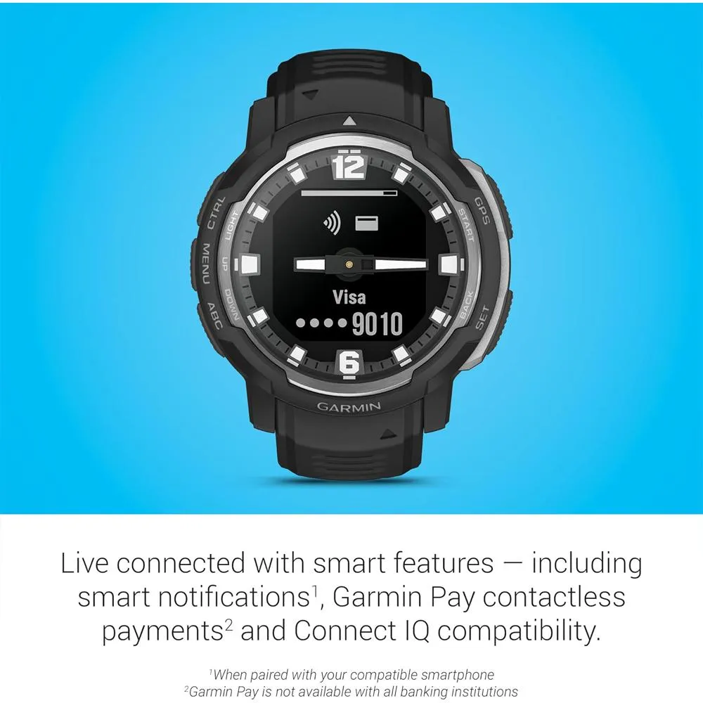 Garmin Instinct Crossover Hybrid Analog/Digital Smartwatch, Black w/ Fitness Bundle