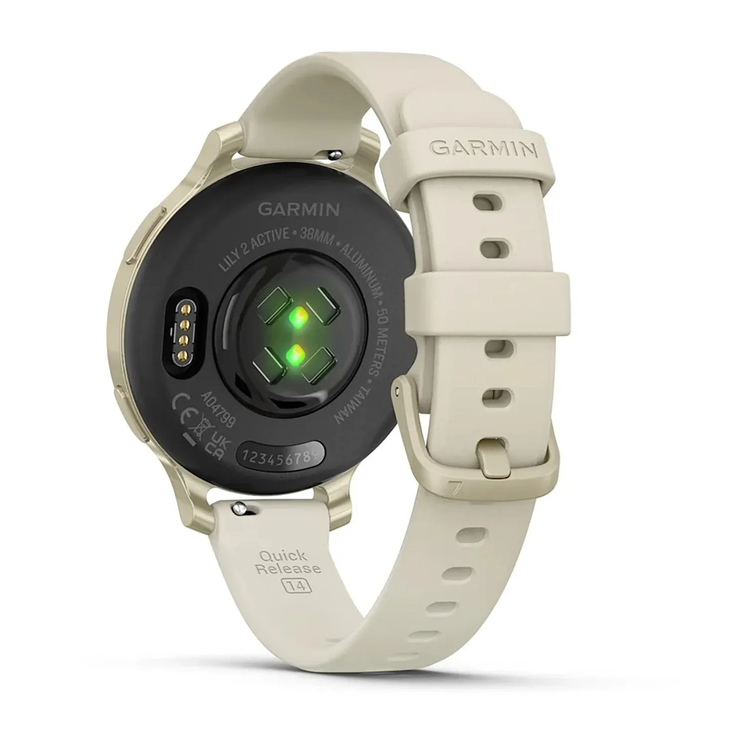 Garmin Lily 2 Active Smartwatch, Lunar Gold with Bone Silicone Band