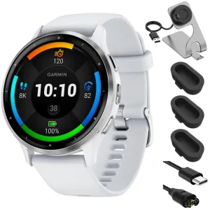Garmin Venu 3 GPS Smartwatch with Whitestone Case 45mm   Charging Dock Bundle