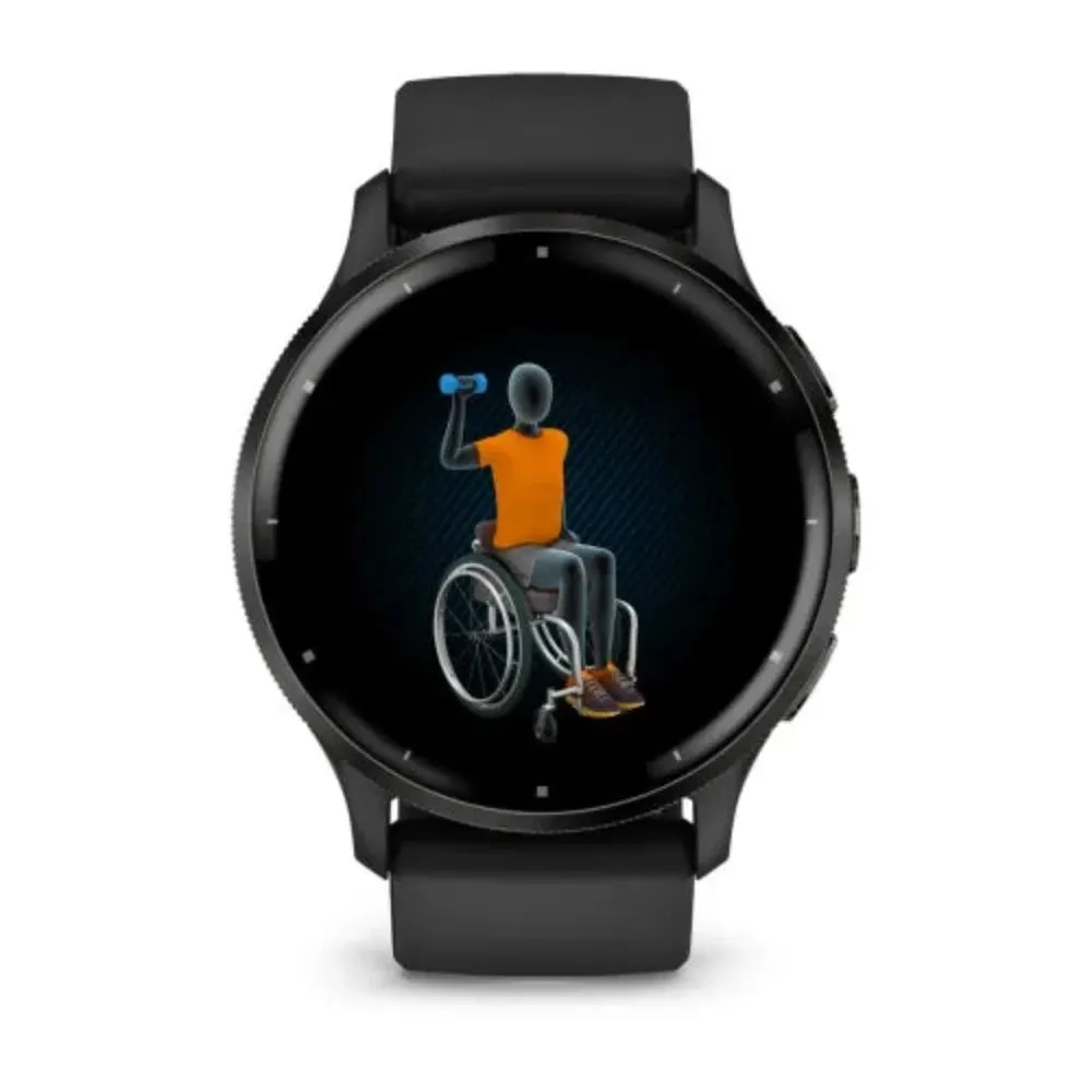Garmin Venu 3 Health & Fitness GPS Smartwatch - Slate Stainless Steel Bezel with Black Case