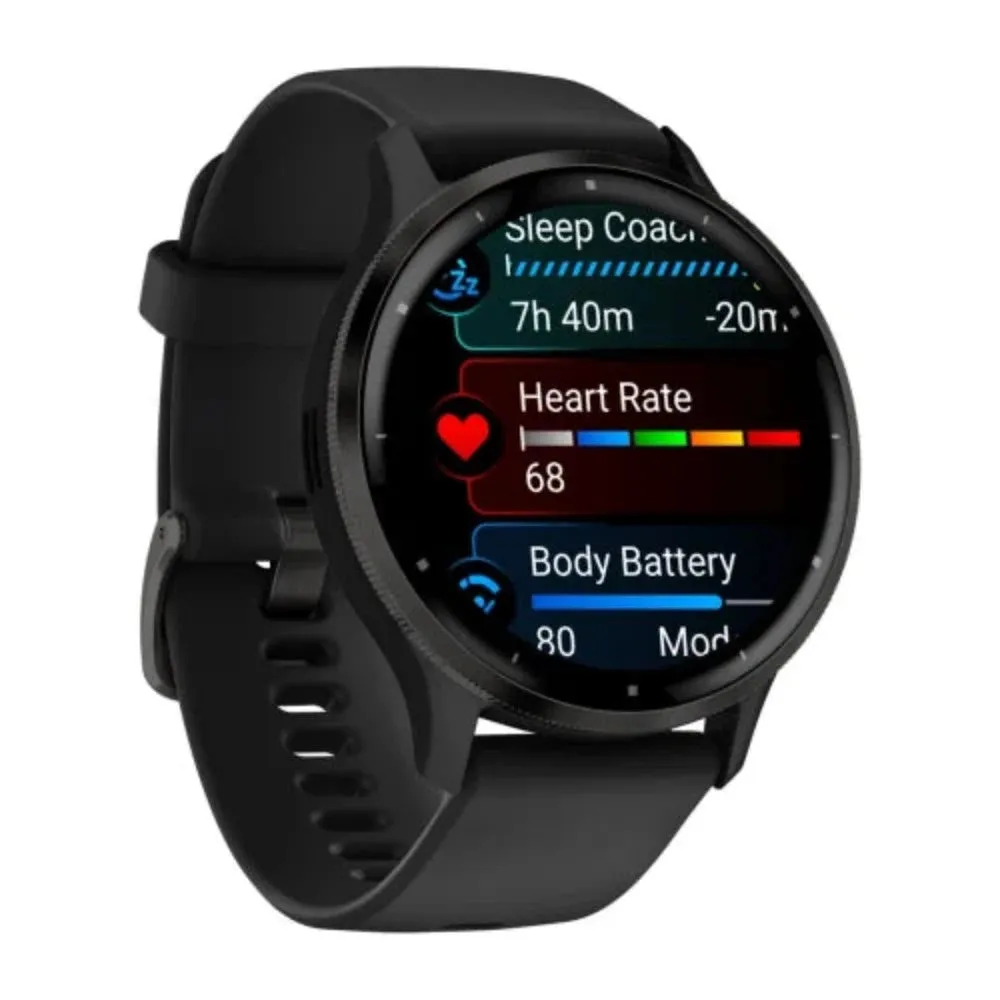 Garmin Venu 3 Health & Fitness GPS Smartwatch - Slate Stainless Steel Bezel with Black Case