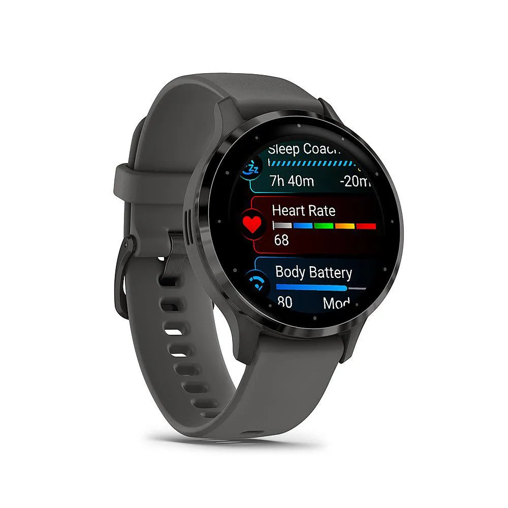 Garmin Venu 3S Fitness GPS Smartwatch Steel Bezel w/ Pebble Gray Case   Warranty Kit