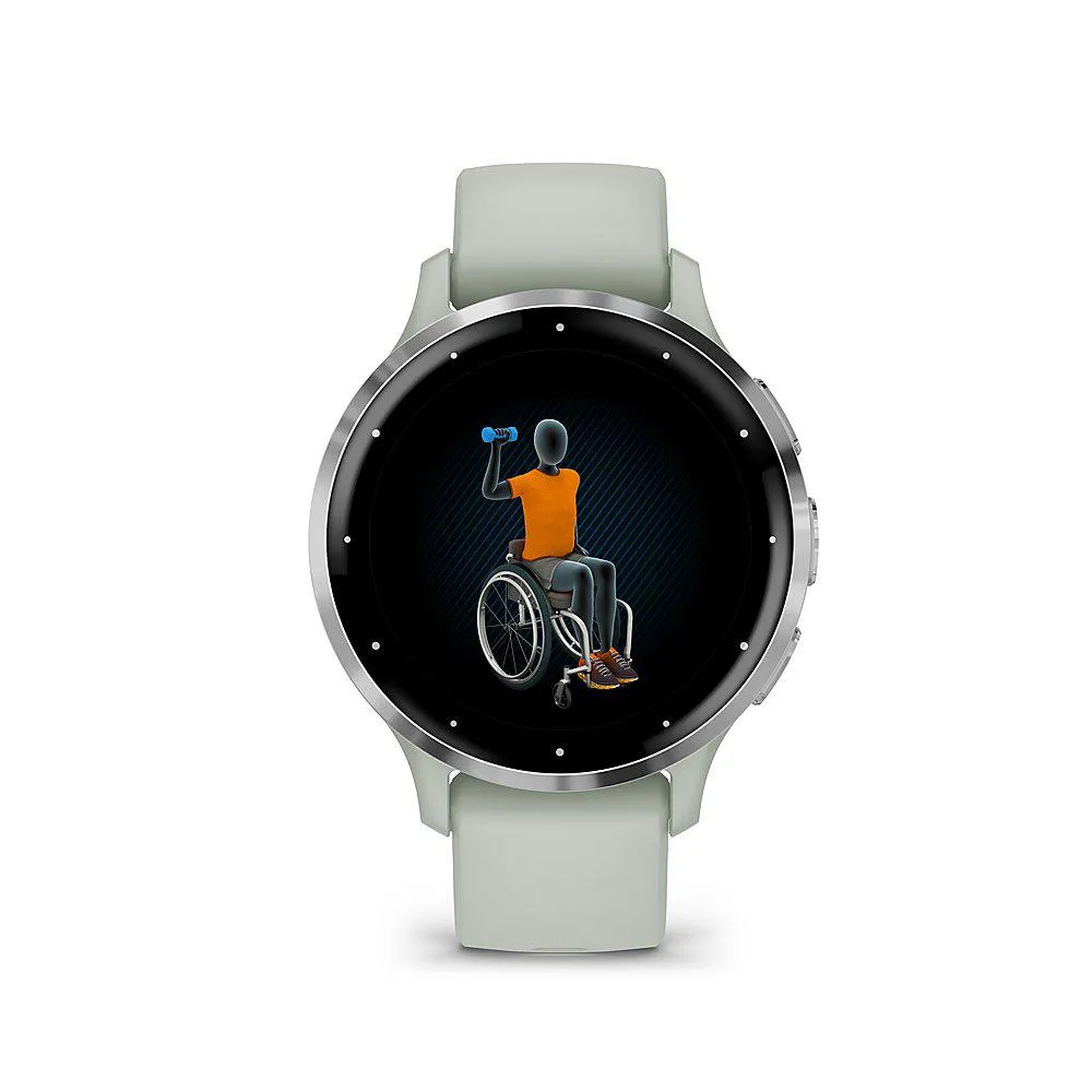 Garmin Venu 3S Fitness GPS Smartwatch Steel Bezel w/ Sage Gray Case   Accessories Kit