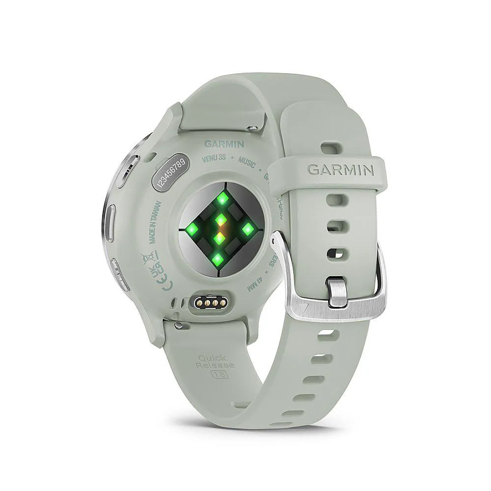 Garmin Venu 3S Fitness GPS Smartwatch Steel Bezel w/ Sage Gray Case   Accessories Kit