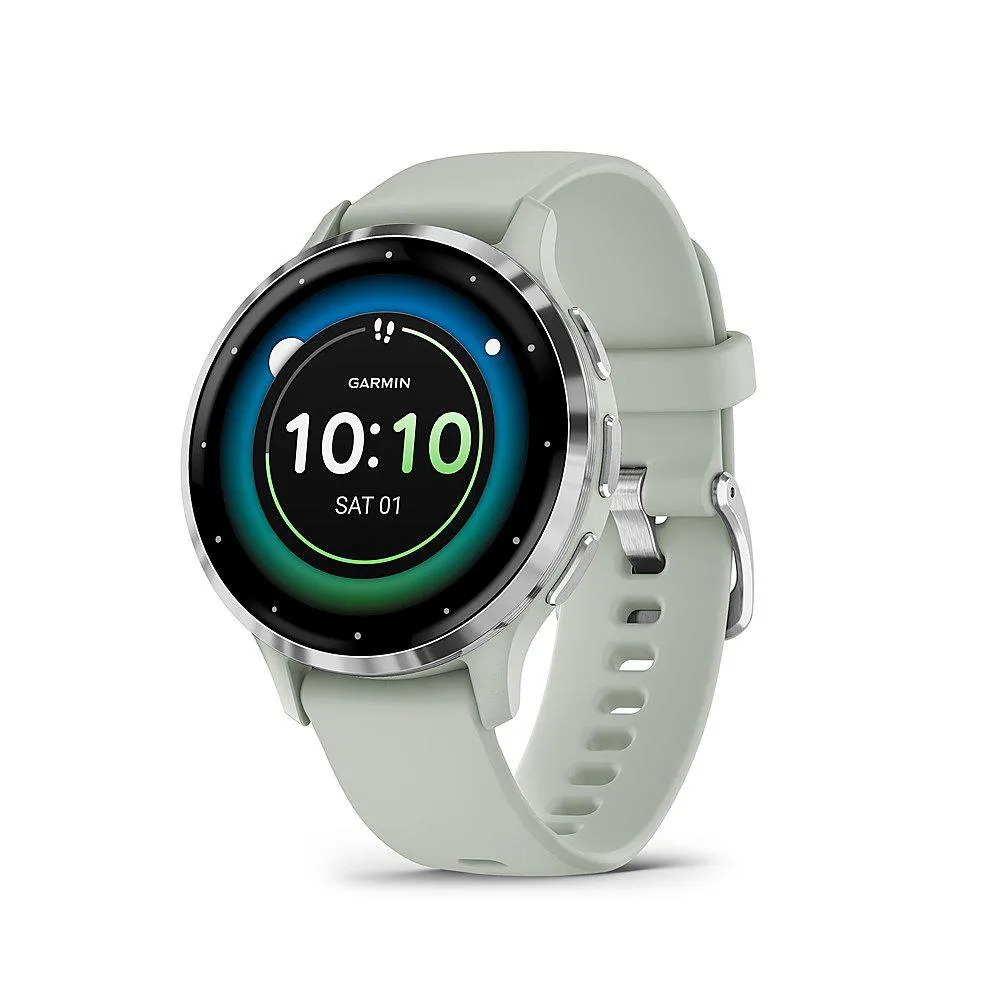 Garmin Venu 3S Fitness GPS Smartwatch Steel Bezel w/ Sage Gray Case   Accessories Kit