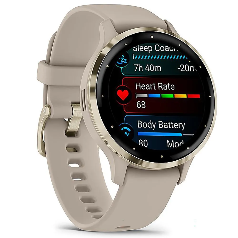 Garmin Venu 3S GPS Smartwatch Gold with Gray Case 41mm with Charging Dock Bundle