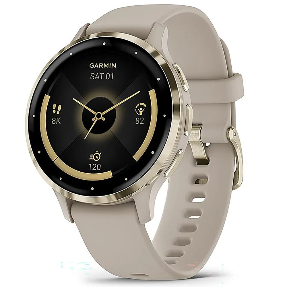 Garmin Venu 3S GPS Smartwatch Gold with Gray Case 41mm with Charging Dock Bundle
