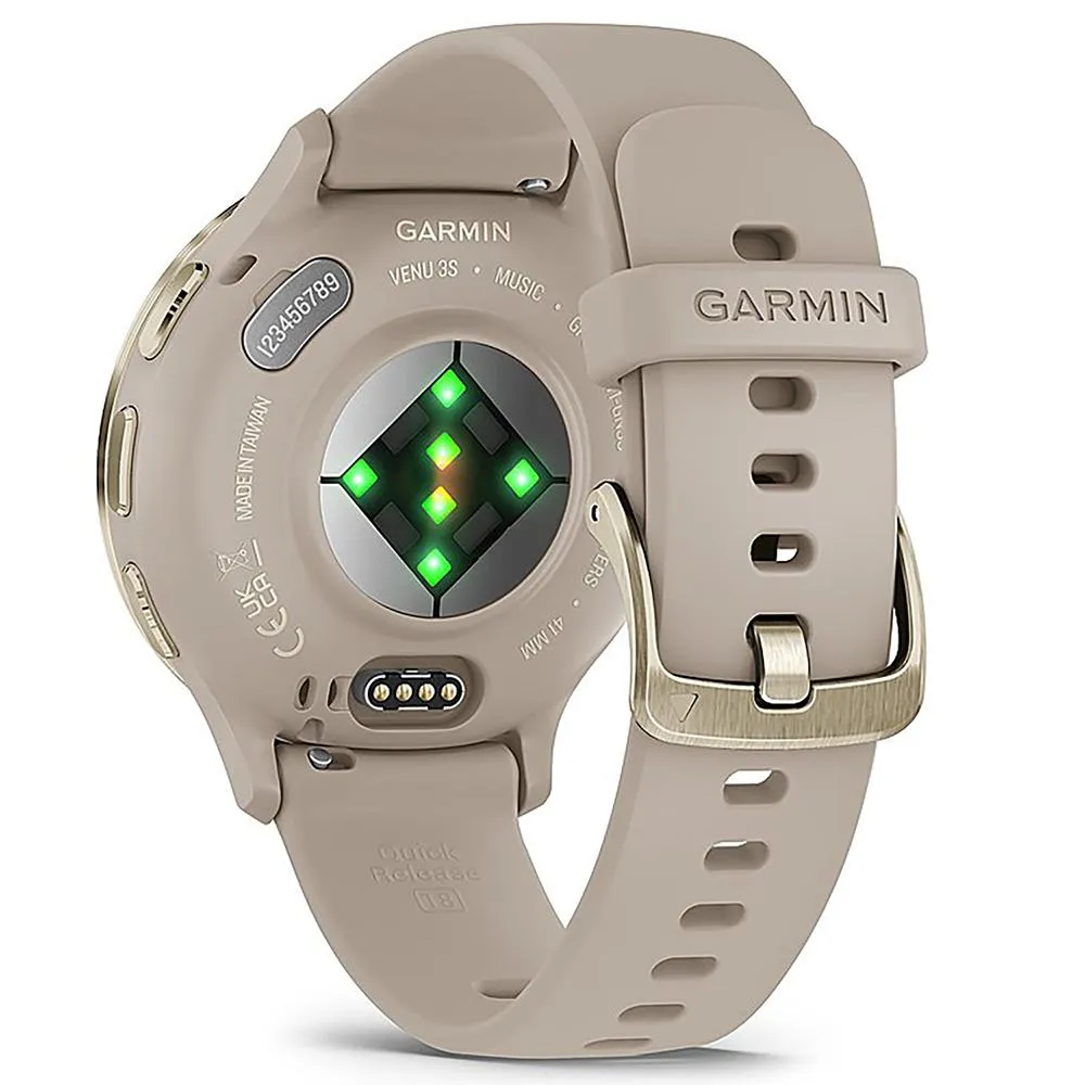 Garmin Venu 3S GPS Smartwatch Gold with Gray Case 41mm with Charging Dock Bundle