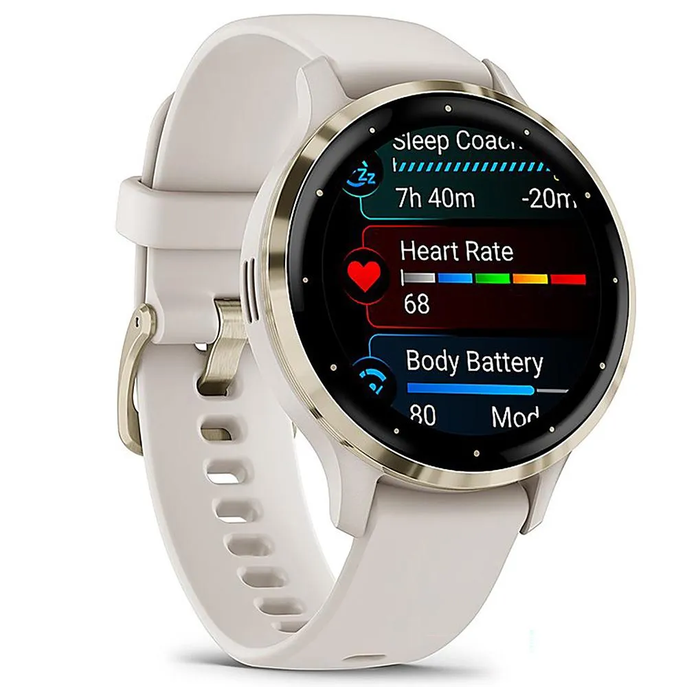 Garmin Venu 3S GPS Smartwatch Gold with Ivory Case 41mm   2 Year Warranty Bundle