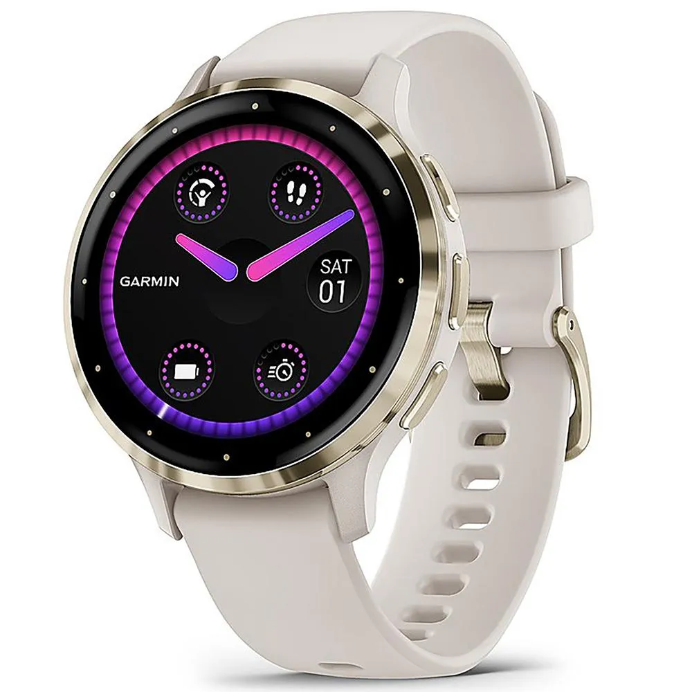 Garmin Venu 3S GPS Smartwatch Gold with Ivory Case 41mm   2 Year Warranty Bundle