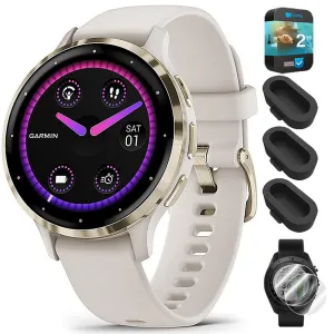 Garmin Venu 3S GPS Smartwatch Gold with Ivory Case 41mm   2 Year Warranty Bundle
